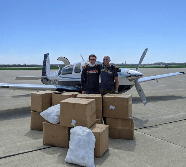 Plane delivery with 2 volunteers