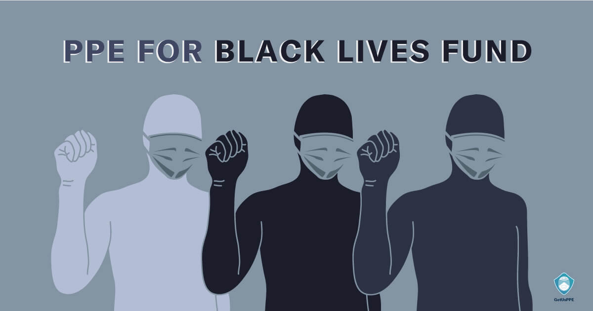 Black Lives Matter protesters wearing protective masks, PPE for Black Lives Fund