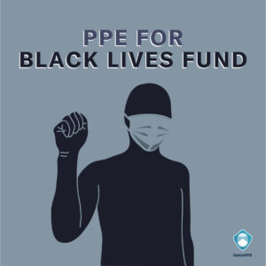 Black Lives Matter protesters wearing protective masks, PPE for Black Lives Fund