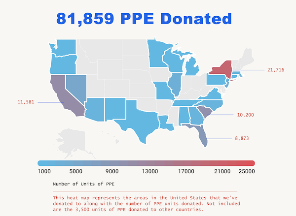Makers for COVID-19 3D-Printed PPE Donation Map