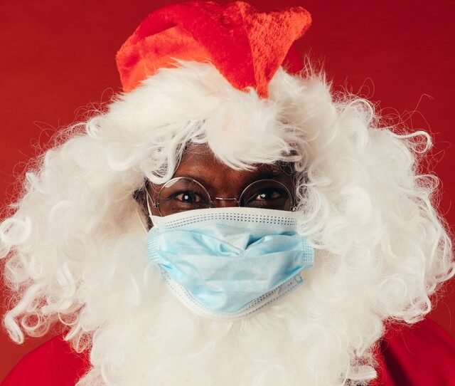 Man In Santa Outfit With Face Mask